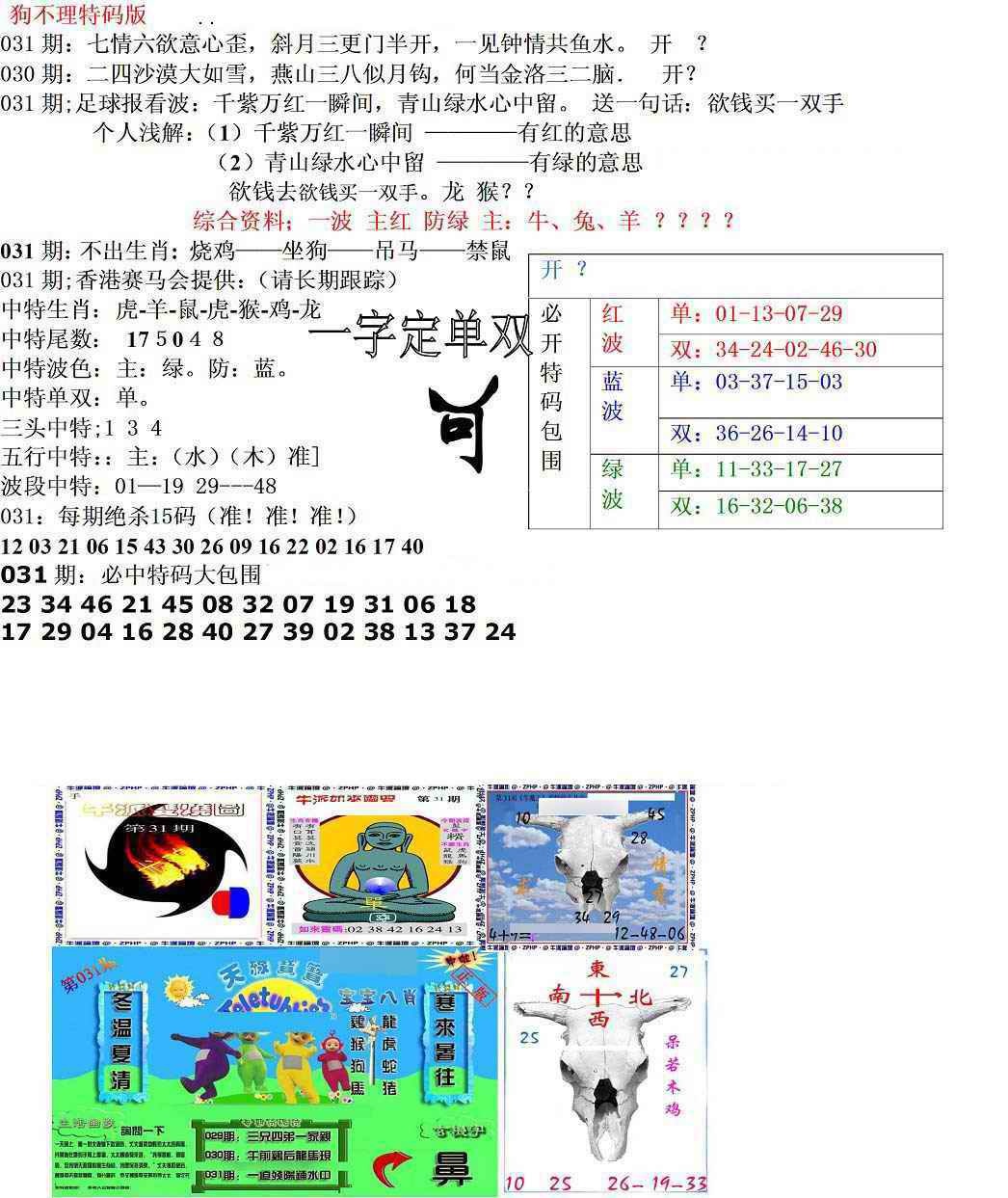 031期狗不理特码报[图]